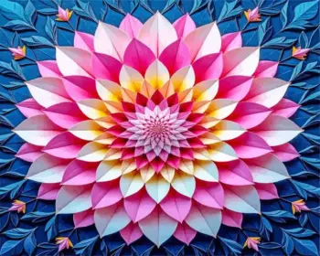 Pink mandala flower diamond painting kit — detailed floral mandala with pink patterned petals