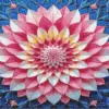 Pink mandala flower diamond painting kit — detailed floral mandala with pink patterned petals