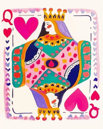 Pink poker diamond painting kit — stylish playing cards with vibrant pink details