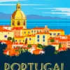 Portugal Lisbon diamond painting kit — colorful Lisbon streets and traditional architecture