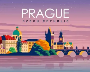 Prague Czech Republic diamond painting kit — historic city architecture and charming European scenery