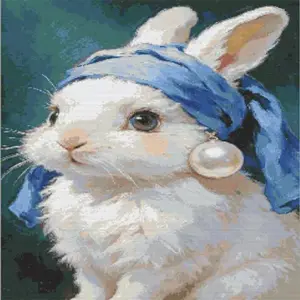 Rabbit with pearl earring diamond painting