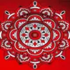 Red mandala diamond painting kit — intricate symmetrical mandala in rich red tones