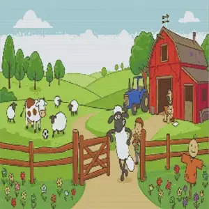 Shaun the Sheep diamond painting kit with a cute farm character