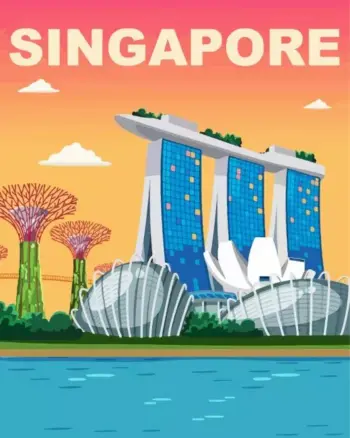 Singapore poster diamond painting kit — vibrant city travel poster artwork