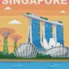 Singapore poster diamond painting kit — vibrant city travel poster artwork