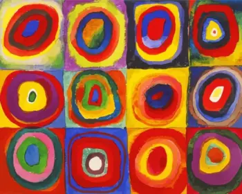 Kandinsky diamond painting kit — colorful squares with concentric circles