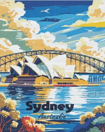 Sydney Australia diamond painting kit — iconic harbor and city skyline