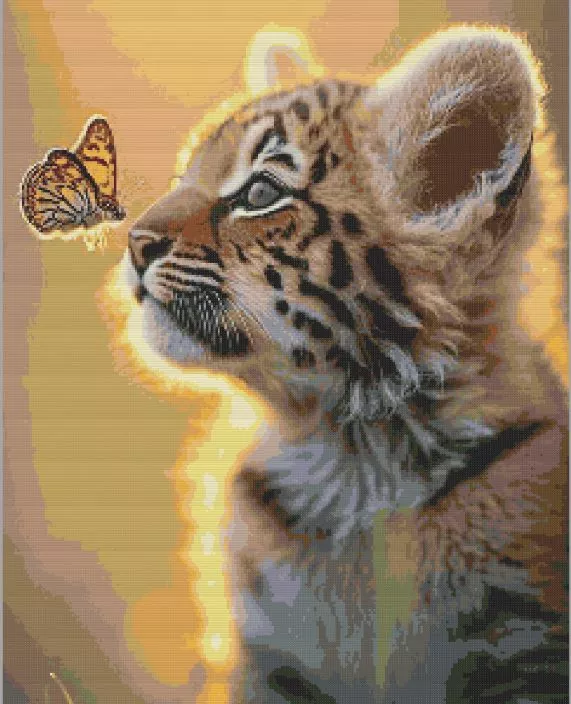 Tiger Cub with Butterfly Diamond Painting Kit