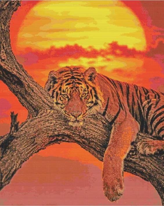 Tiger at Sunset Diamond Painting Kit