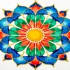 Vibrant mandala diamond painting kit — colorful symmetrical design with intricate patterns