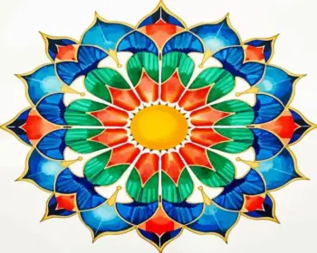 Vibrant mandala diamond painting kit — colorful symmetrical design with intricate patterns