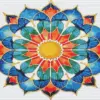 Vibrant mandala diamond painting kit — colorful symmetrical design with intricate patterns