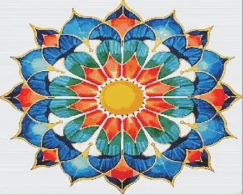 Vibrant mandala diamond painting kit — colorful symmetrical design with intricate patterns