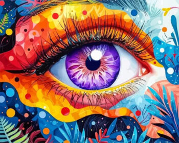 Whimsical eye diamond painting kit — surreal colorful eye with imaginative abstract details