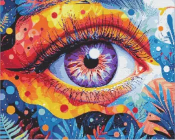 Whimsical eye diamond painting kit — surreal colorful eye with imaginative abstract details
