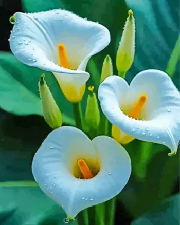 Calla lily diamond painting kit — elegant white calla lilies with golden centers