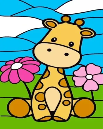 Cute baby giraffe diamond painting kit with sweet safari design