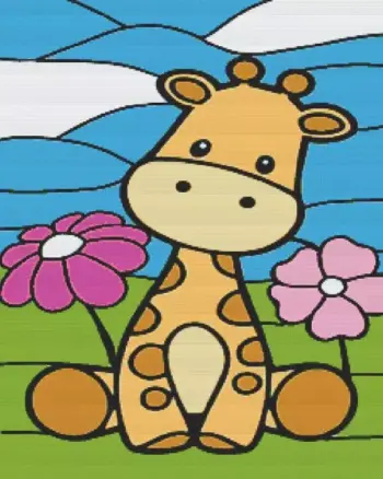 Cute baby giraffe diamond painting kit with sweet safari design