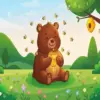 Cute bear eating honey diamond painting kit with a cozy woodland scene
