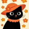 Black cat diamond painting kit with a charming feline design