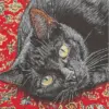 Black cat diamond painting kit with a cute black cat