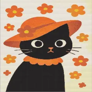 Black cat diamond painting kit with a charming feline designz