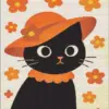 Black cat diamond painting kit with a charming feline design