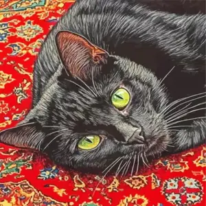Black cat diamond painting kit with a cute black cat