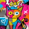 Cat pop art diamond painting kit with vibrant colorful design