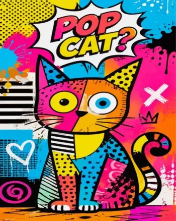 Cat pop art diamond painting kit with vibrant colorful design