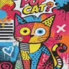 Cat pop art diamond painting kit with vibrant colorful design