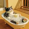 Cat relaxing in a bathtub diamond painting kit
