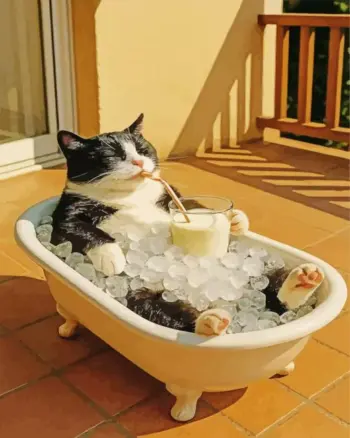 Cat relaxing in a bathtub diamond painting kit