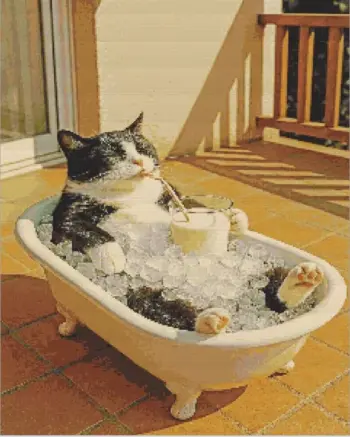 Cat relaxing in a bathtub diamond painting kit