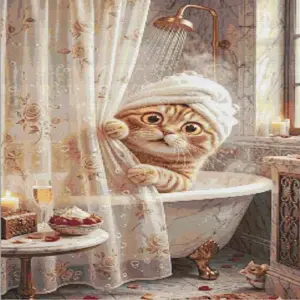Cat Showering Diamond Painting Kit
