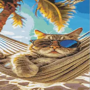 cool cat diamond painting kit with a stylish playful design