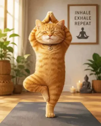 Cute cat doing yoga diamond painting kit | adorable relaxing cat