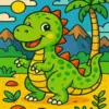 Cute dinosaur diamond painting kit with colorful playful design