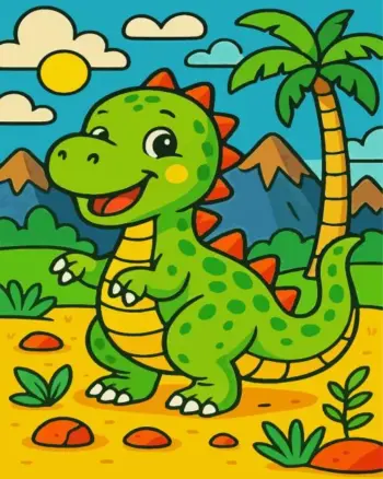 Cute dinosaur diamond painting kit with colorful playful design