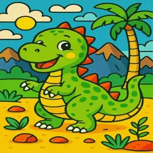 Cute dinosaur diamond painting kit with colorful playful design