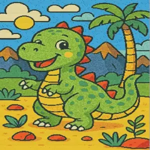 Cute dinosaur diamond painting kit with colorful playful design