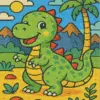 Cute dinosaur diamond painting kit with colorful playful design