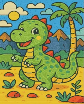 Cute dinosaur diamond painting kit with colorful playful design