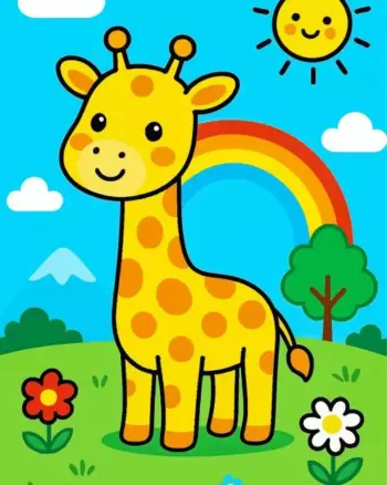 Cute giraffe diamond painting kit with a playful colorful design