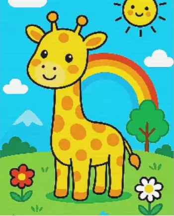 Cute giraffe diamond painting kit with a playful colorful design