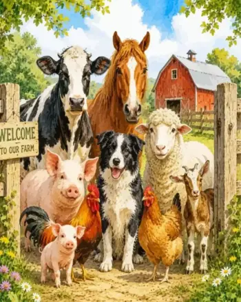 Farm animals diamond painting