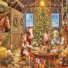 Festive farm animals Christmas diamond painting kit with holiday charm