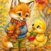 Fox and chick diamond painting kit - cute woodland friends