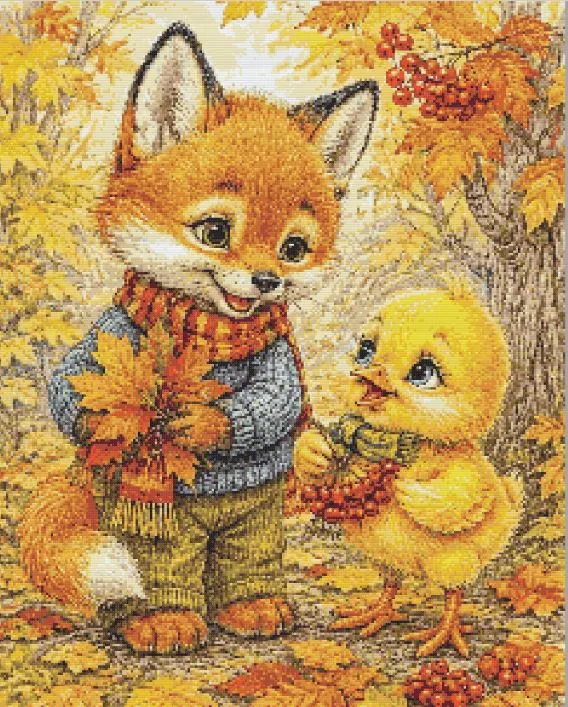 fox and chick Diamond Paints